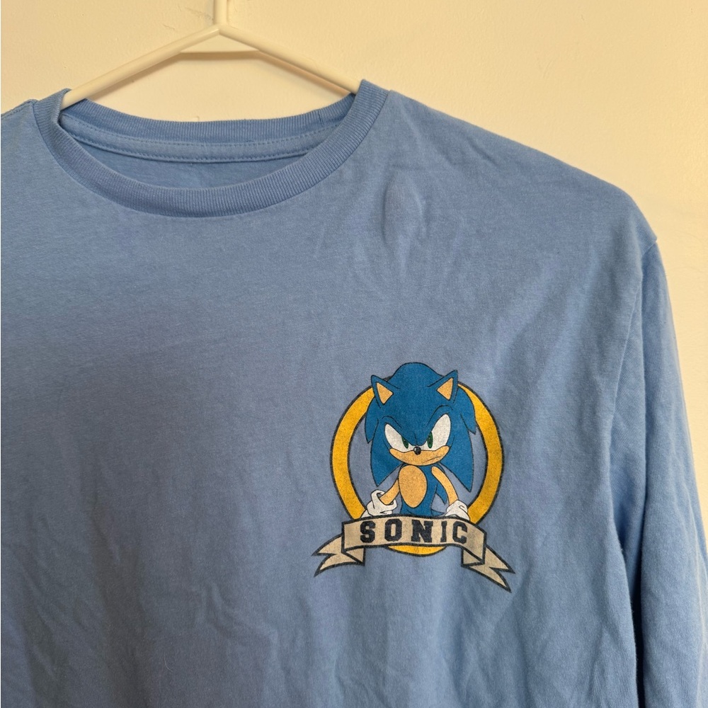 Blue Sonic Graphic Long Sleeve T-Shirt